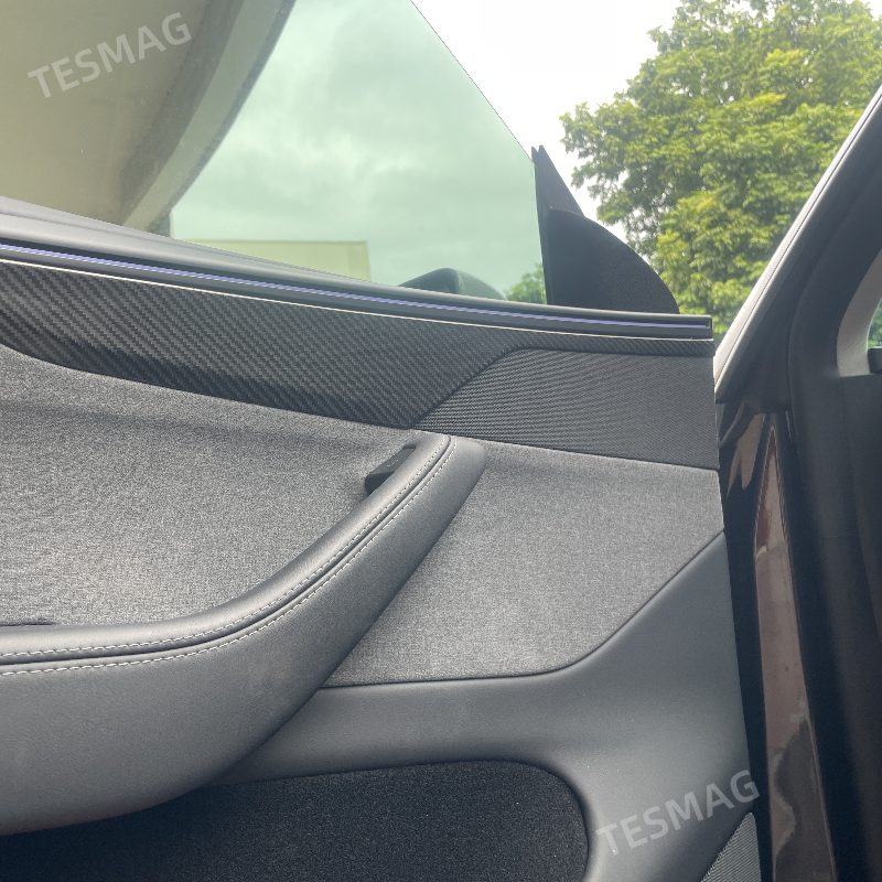 Carbon Fiber Door Panel Covers Interior Trim for Tesla Model Y Juniper 2025+