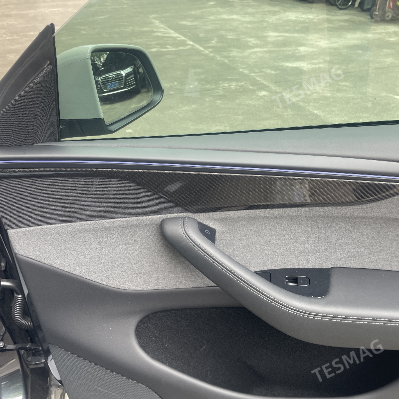 Carbon Fiber Door Panel Covers Interior Trim for Tesla Model Y Juniper 2025+