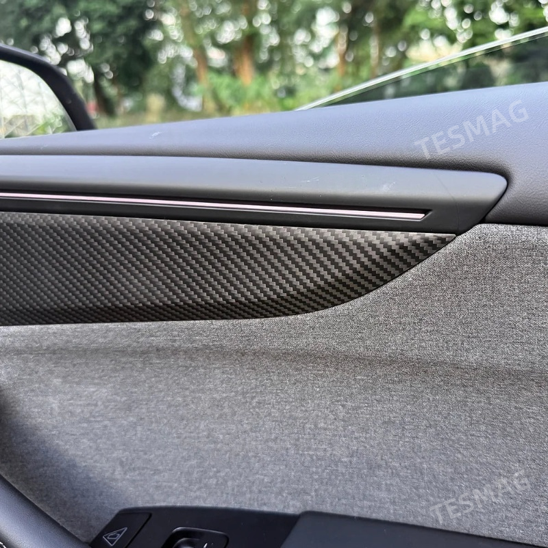 Carbon Fiber Door Panel Covers Interior Trim for Tesla Model Y Juniper 2025+