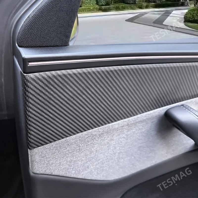 Carbon Fiber Door Panel Covers Interior Trim for Tesla Model Y Juniper 2025+