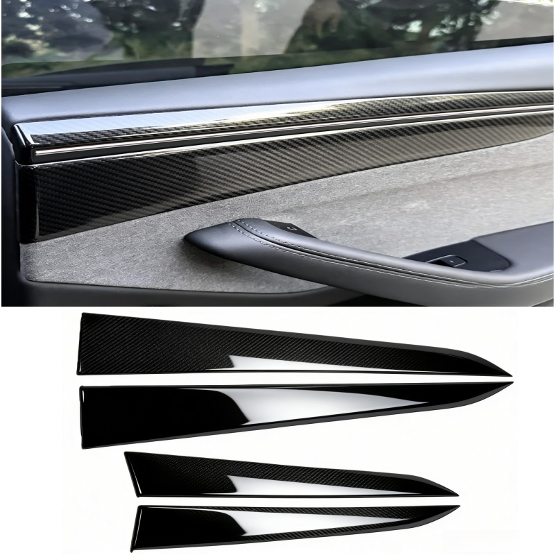 Carbon Fiber Door Panel Covers Interior Trim for Tesla Model Y Juniper 2025+