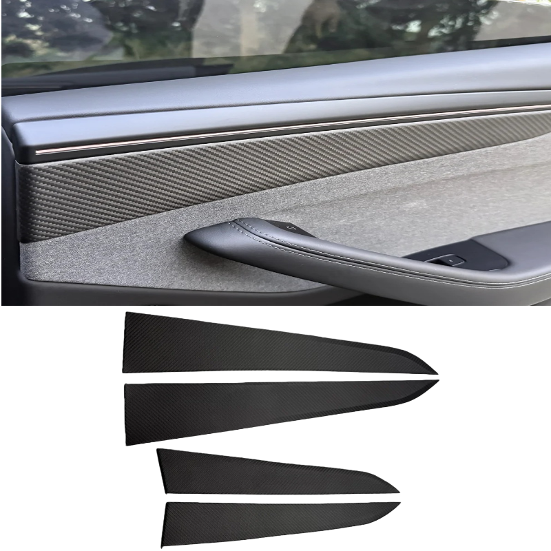 Carbon Fiber Door Panel Covers Interior Trim for Tesla Model Y Juniper 2025+