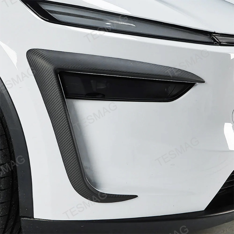 Carbon Fiber Front Fog Light Covers for Tesla Model Y Juniper 2025+