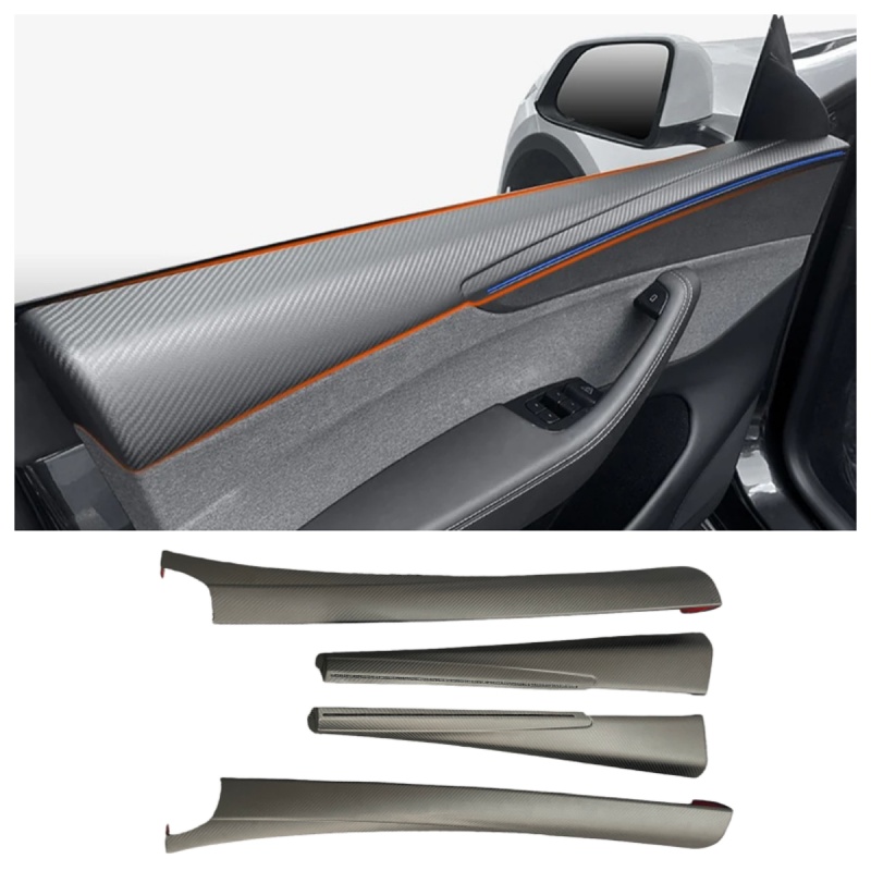 Carbon Fiber Front & Rear Door Panel  Overlays for Tesla Model Y Juniper