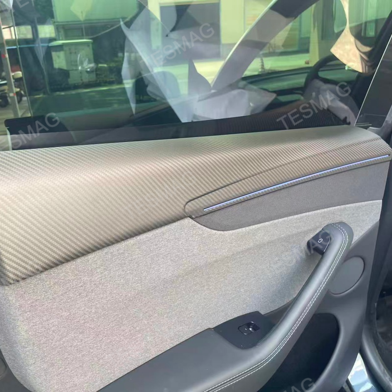 Carbon Fiber Front & Rear Door Panel  Overlays for Tesla Model Y Juniper