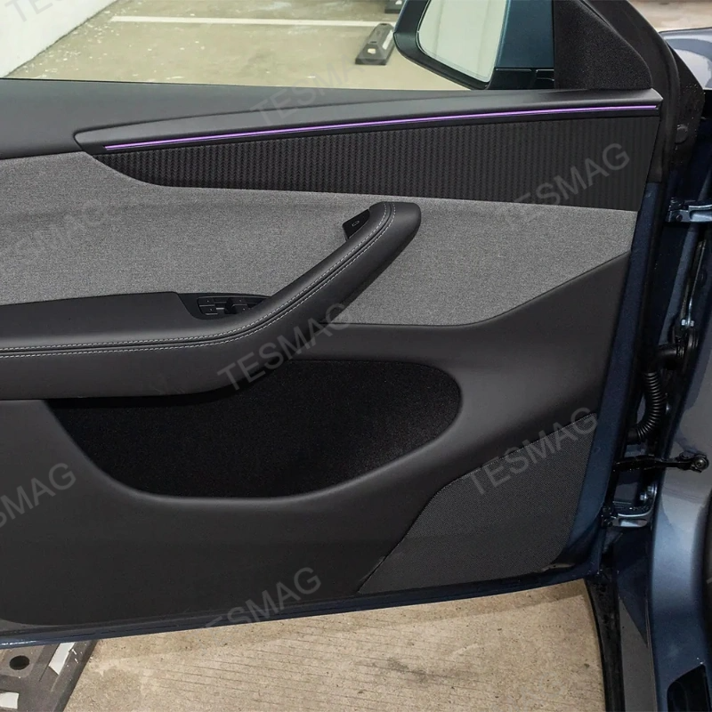 Carbon Fiber Front & Rear Door Panel Trim Covers for Tesla Model Y Juniper