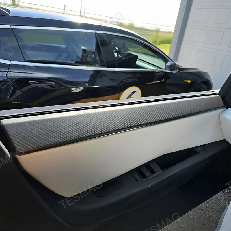 Carbon Fiber Front & Rear Door Panel Upper Trim Covers for Tesla Cybertruck 