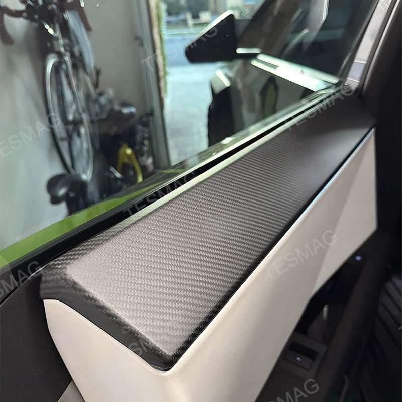 Carbon Fiber Front & Rear Door Panel Upper Trim Covers for Tesla Cybertruck 