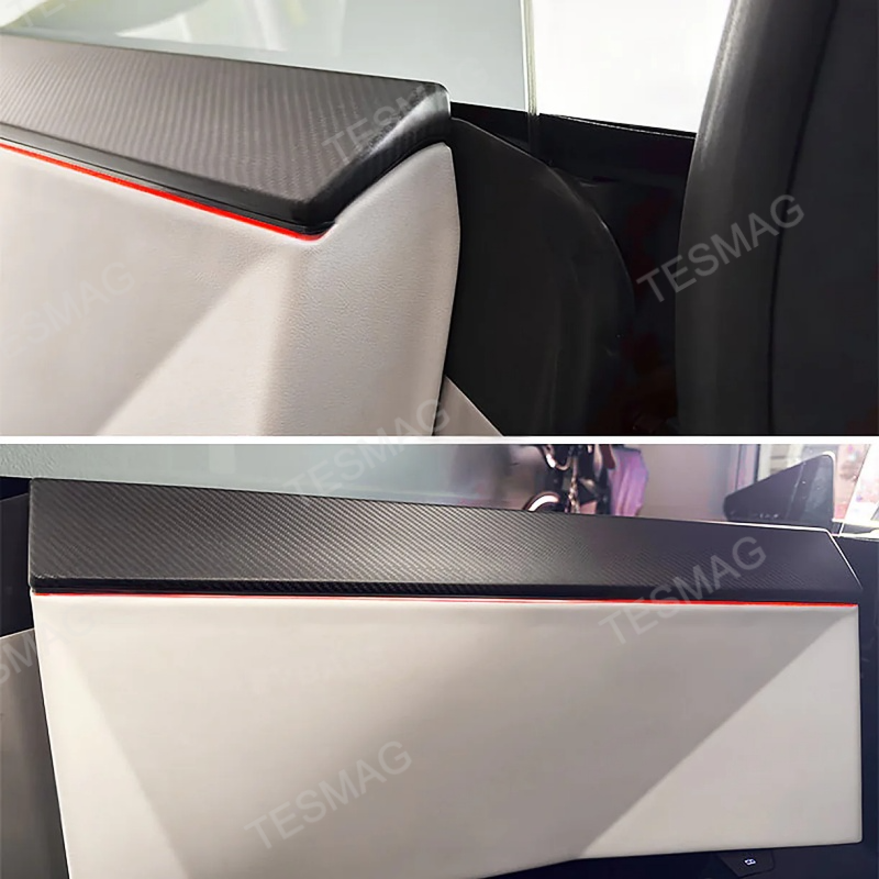 Carbon Fiber Front & Rear Door Panel Upper Trim Covers for Tesla Cybertruck 