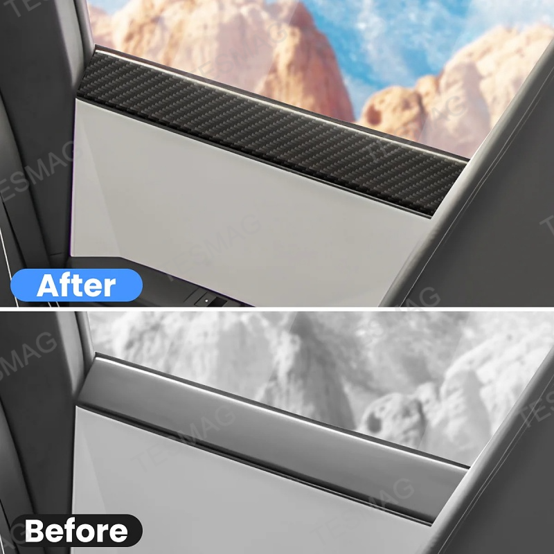 Carbon Fiber Front & Rear Door Panel Upper Trim Covers for Tesla Cybertruck 