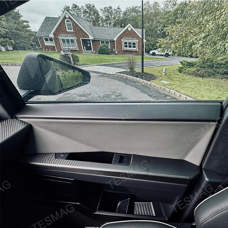 Carbon Fiber Front & Rear Door Panel Upper Trim Covers for Tesla Cybertruck 