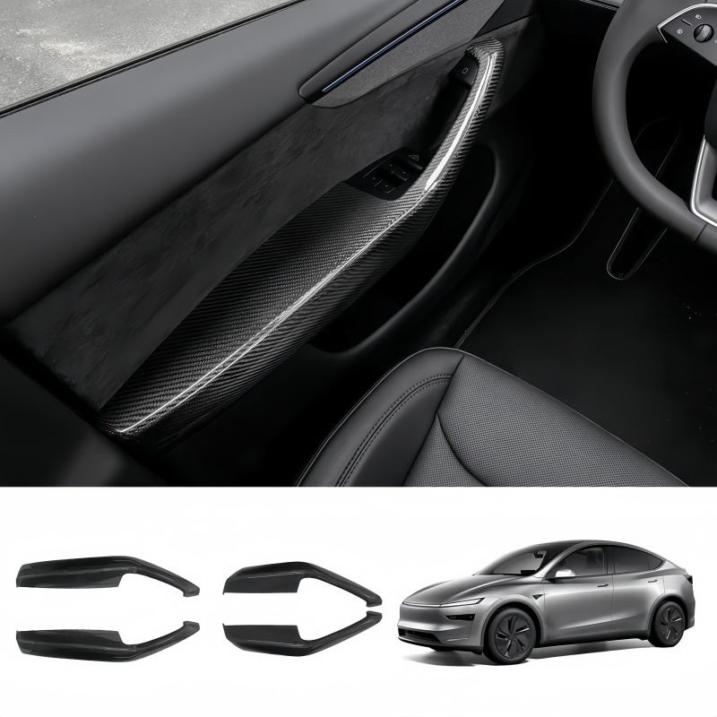 Carbon Fiber Lower Door Armrest Covers for Tesla Model Y Juniper 2025+