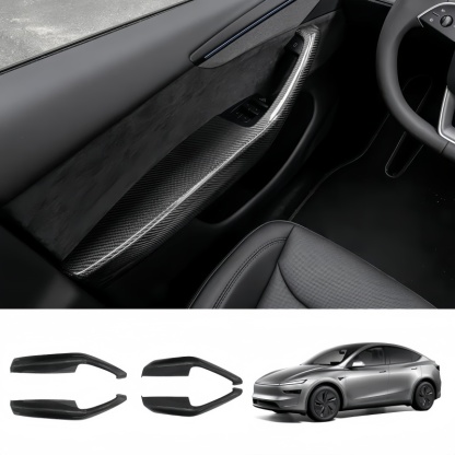 Carbon Fiber Lower Door Armrest Covers for Tesla Model Y Juniper 2025+