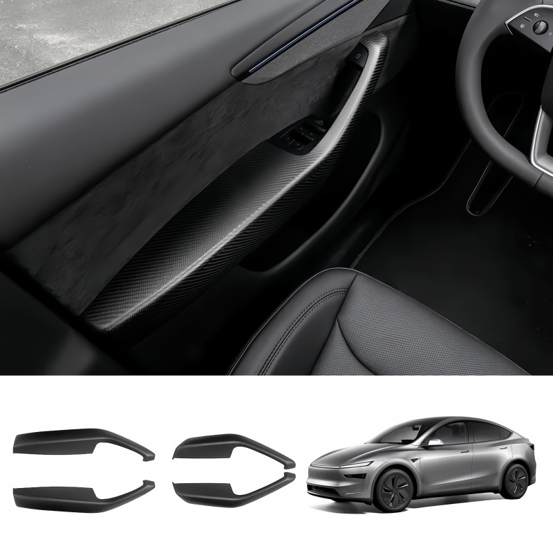 Carbon Fiber Lower Door Armrest Covers for Tesla Model Y Juniper 2025+