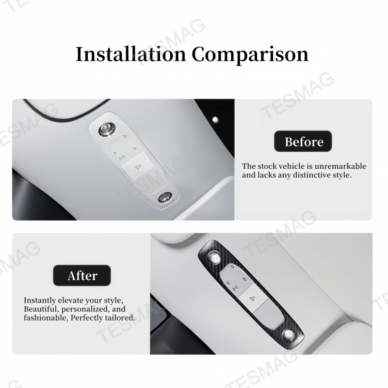 Carbon Fiber Reading Light Cover Trim for Tesla Model 3/Y 