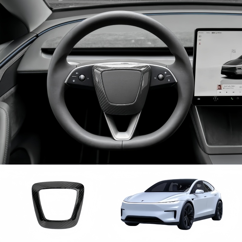 Carbon Fiber Steering Wheel Airbag Decoration Cover for Tesla Model 3 Highland/Model Y Juniper
