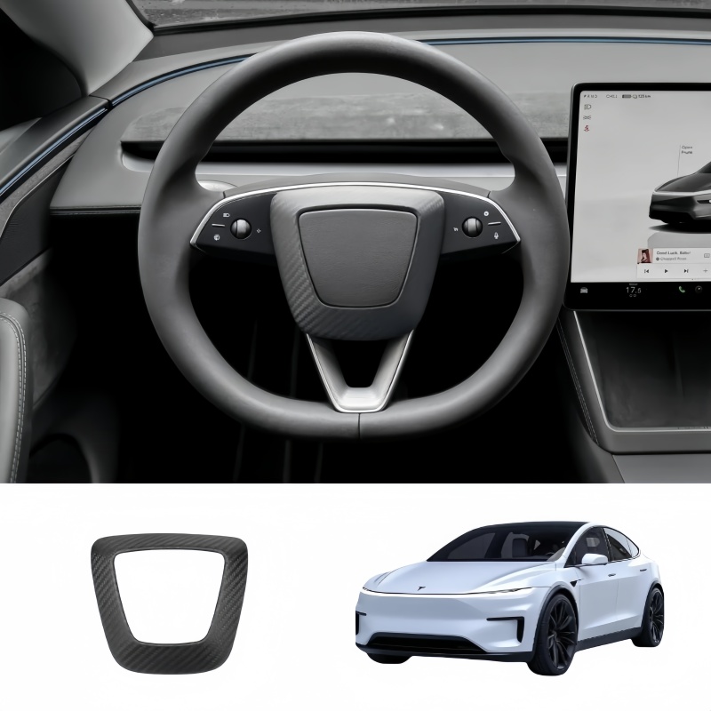 Carbon Fiber Steering Wheel Airbag Decoration Cover for Tesla Model 3 Highland/Model Y Juniper