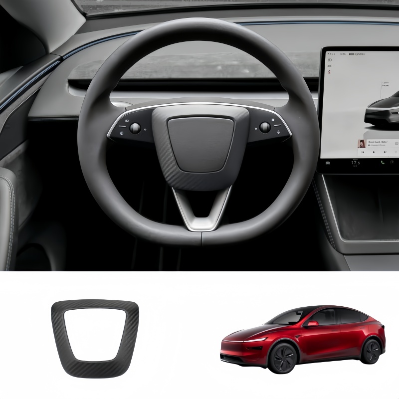 Carbon Fiber Steering Wheel Airbag Decoration Cover for Tesla Model 3 Highland/Model Y Juniper