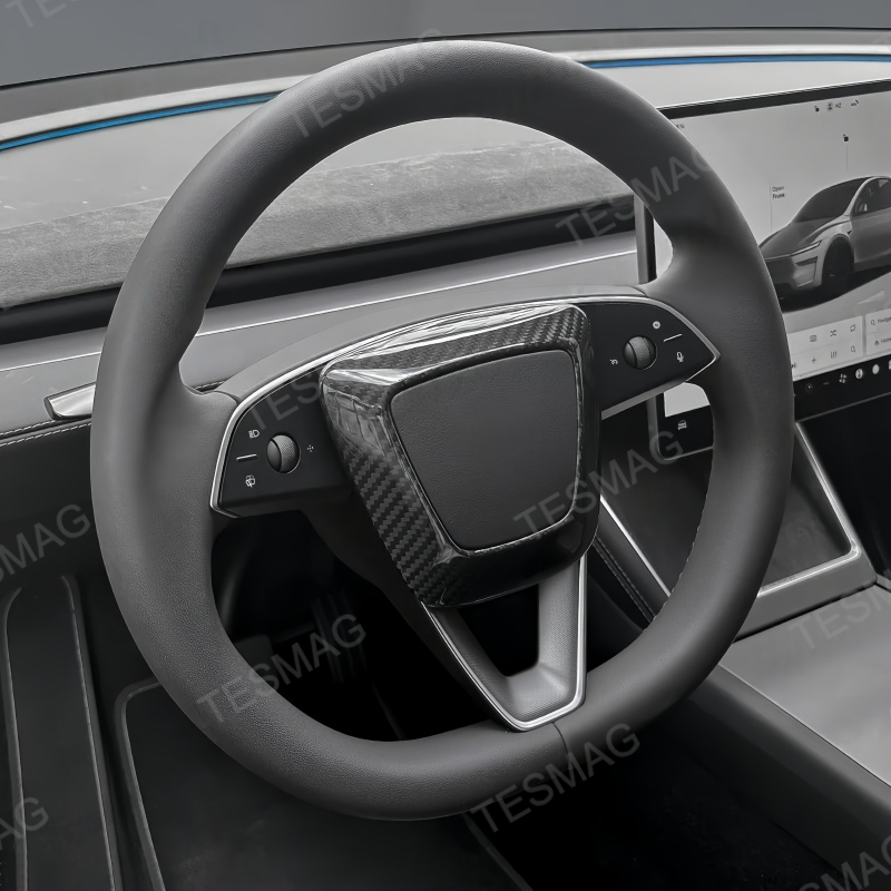 Carbon Fiber Steering Wheel Airbag Decoration Cover for Tesla Model 3 Highland/Model Y Juniper