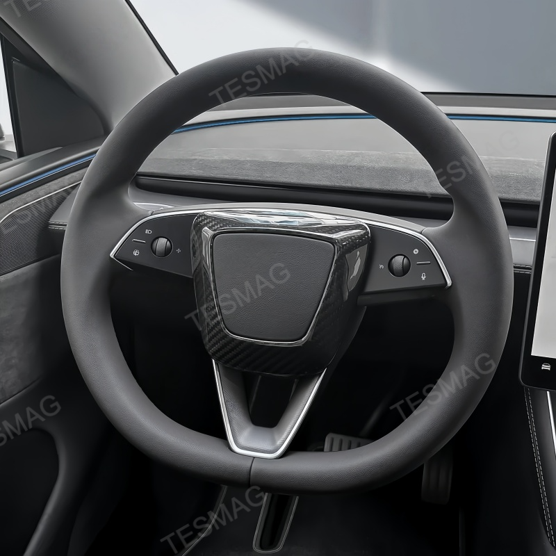 Carbon Fiber Steering Wheel Airbag Decoration Cover for Tesla Model 3 Highland/Model Y Juniper