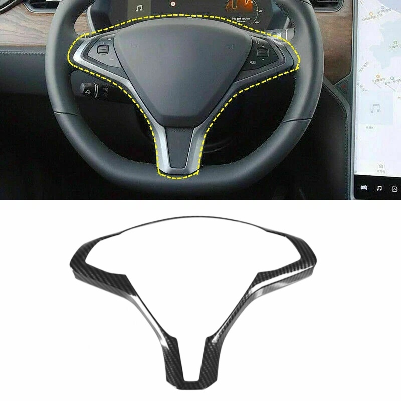 Carbon Fiber Style Steering Wheel Frame Trim Cover for Tesla Model S (2014-2021)