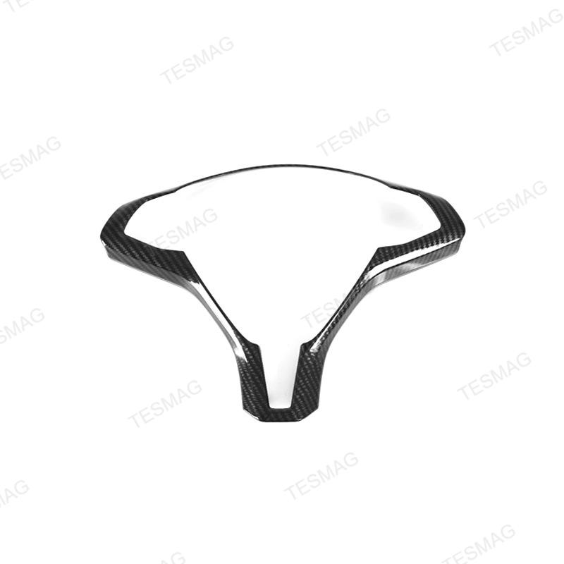 Carbon Fiber Style Steering Wheel Frame Trim Cover for Tesla Model S (2014-2021)
