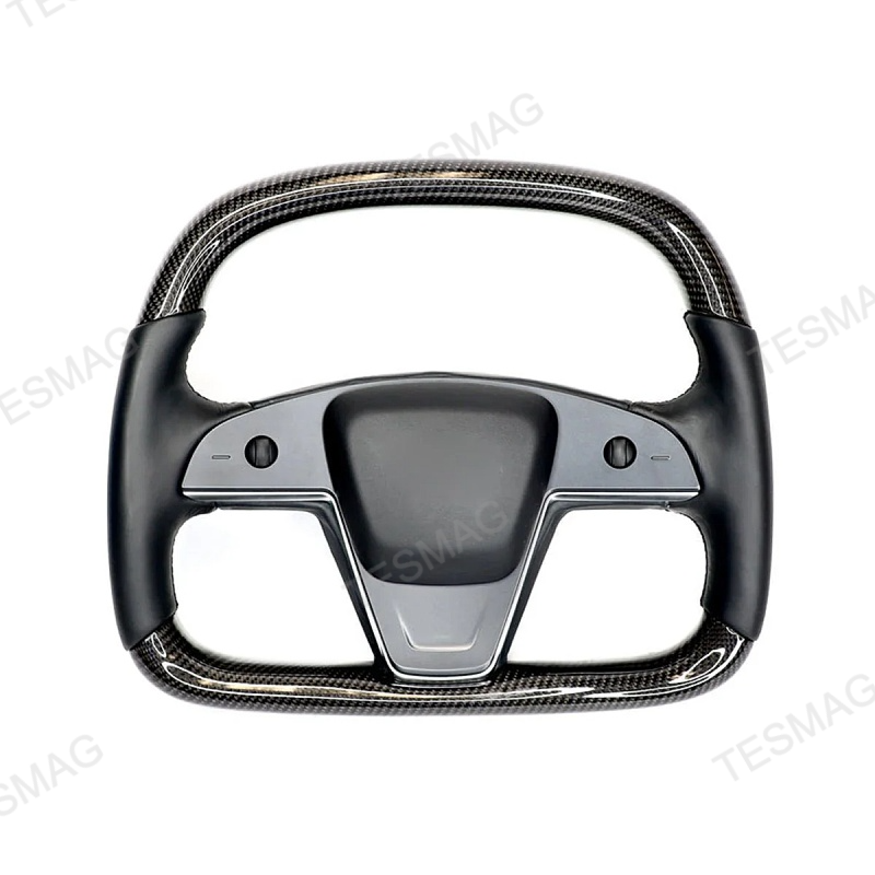 Carbon Fiber Yoke D-Round Steering Wheel for Tesla Model S Plaid (2021-2022)