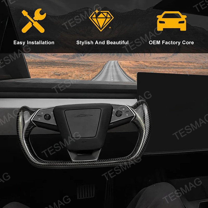 Carbon Fiber Yoke Steering Wheel for Tesla Cybertruck