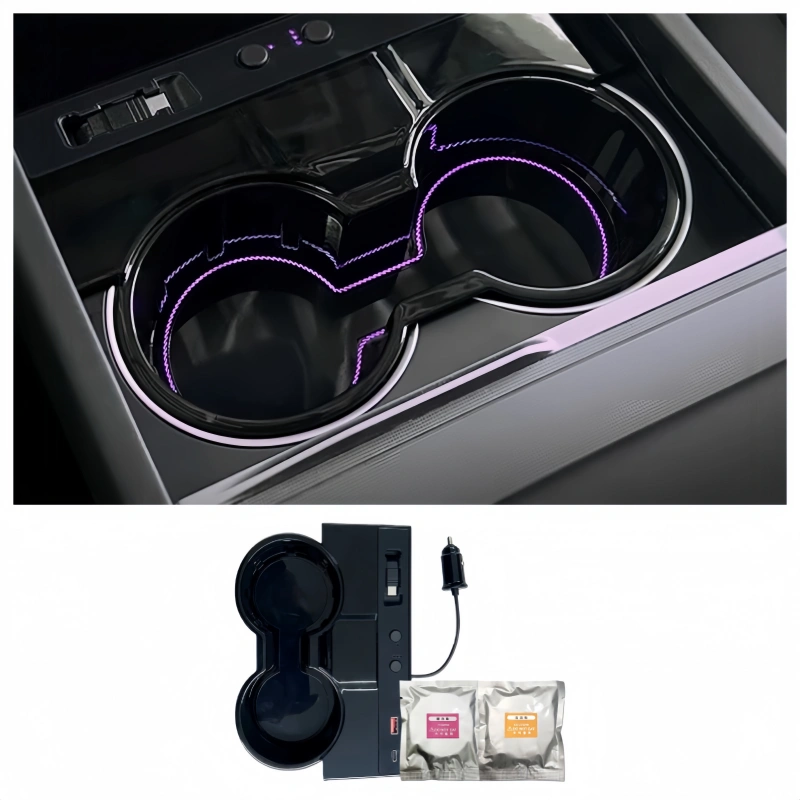 Center Console Cup Holder with Ambient Light for Tesla Model 3 Highland/Model Y Juniper