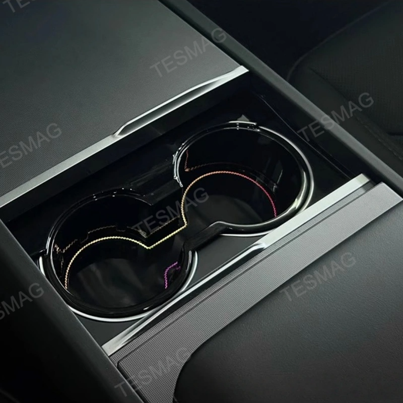 Center Console Cup Holder with Ambient Light for Tesla Model 3 Highland/Model Y Juniper