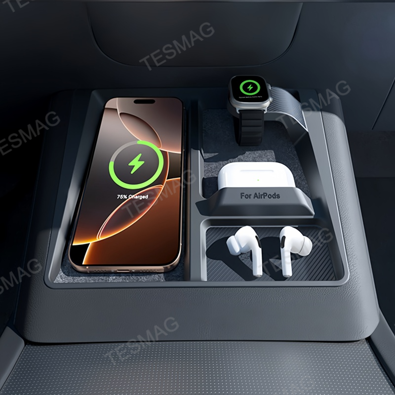 Center Console Wireless Charging Anti-Slip Organizer for Tesla Model 3 Highland/Model Y Juniper