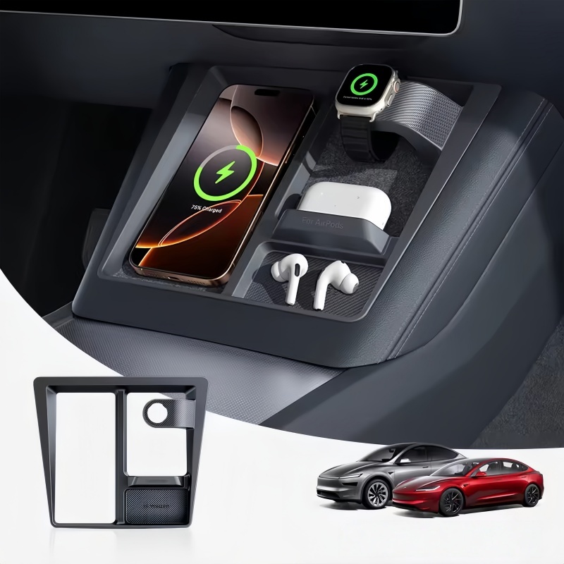 Center Console Wireless Charging Anti-Slip Organizer for Tesla Model 3 Highland/Model Y Juniper