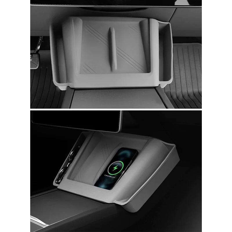 Tesla Model 3 Highland Center Console Wireless Charging Pad with Side Pockets