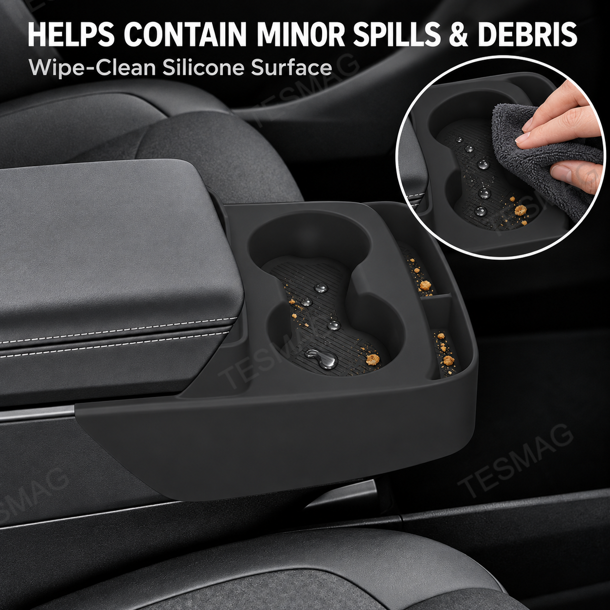 Center Console Silicone Cup Holder Organizer for Tesla Model Y Standard 2026+