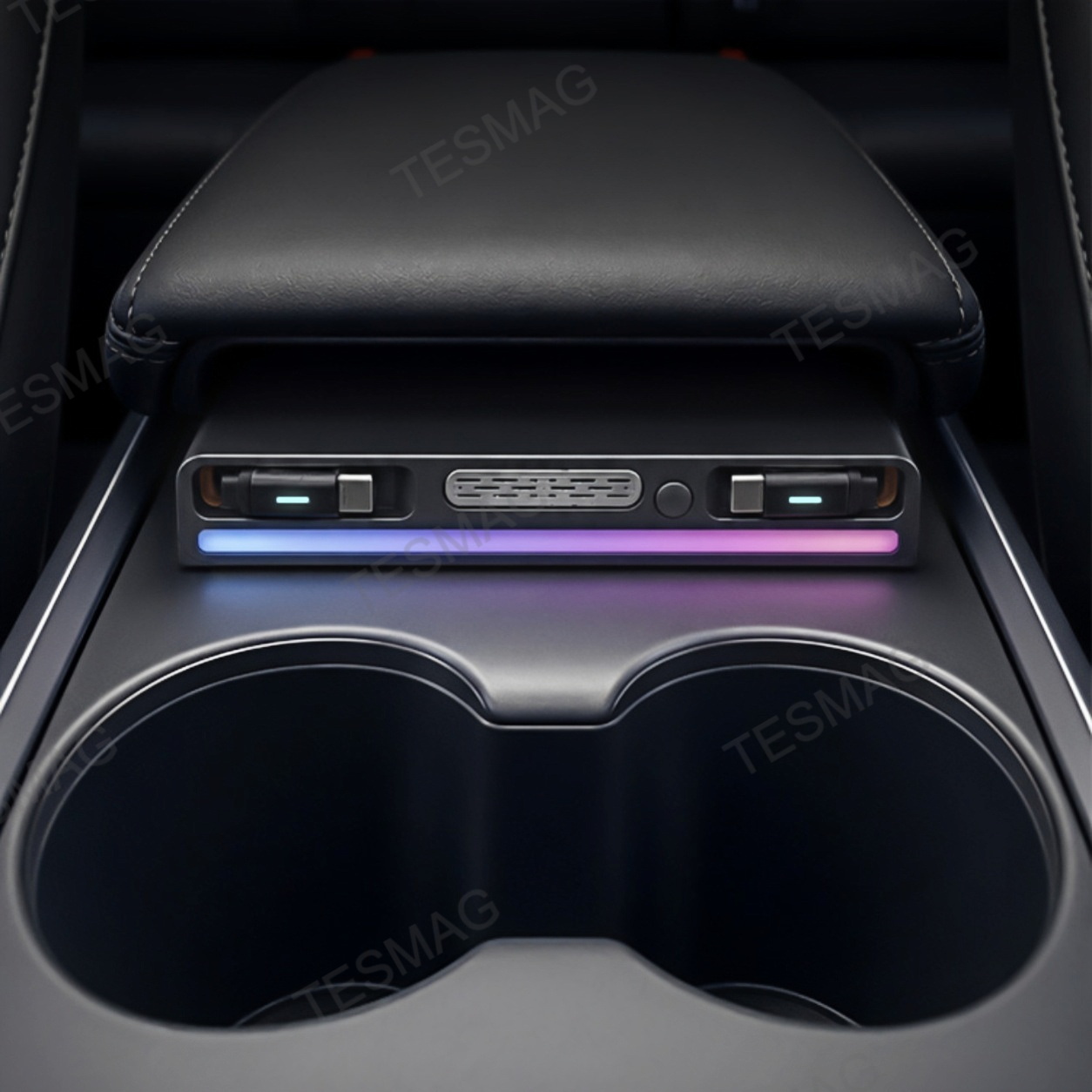 Retractable USB-C Charging Dock with RGB Light & Aroma for Tesla Model 3/Y