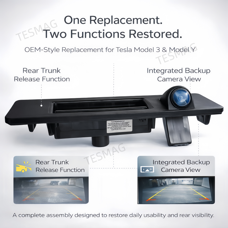 Rear Trunk Handle with Backup Camera for Tesla Model 3/Y (1095949‑00‑E)