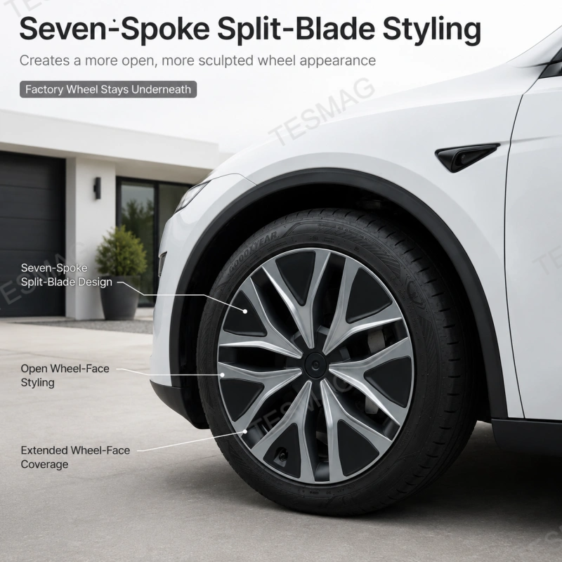 19-Inch Seven-Spoke Wheel Cover Set for Tesla Model Y L 2026+ Machina 2.0