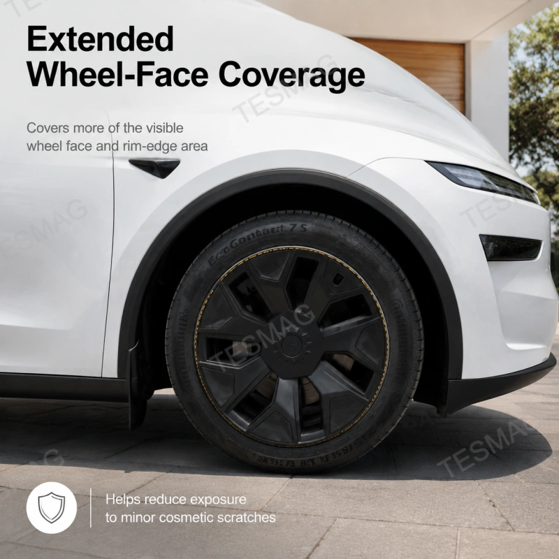 19-Inch Matte Black Wheel Cover Set for Tesla Model Y L 2026+ Machina 2.0