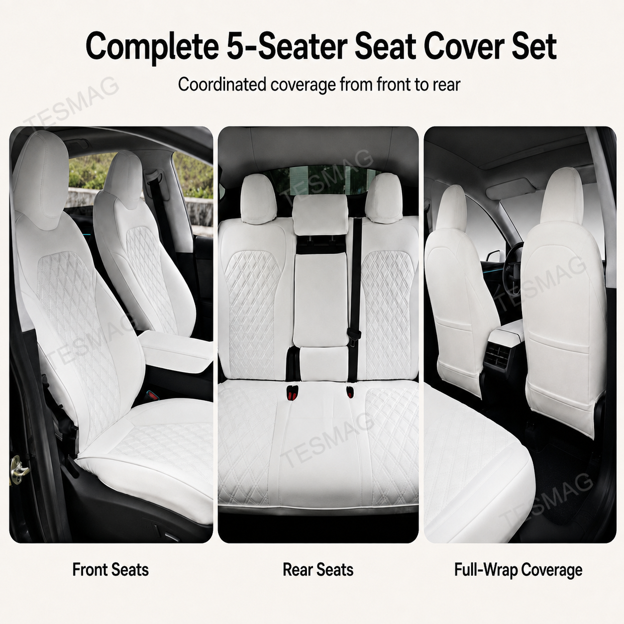 Diamond Quilted Seat Covers for Tesla Model Y Juniper Standard & Premium 5-Seater