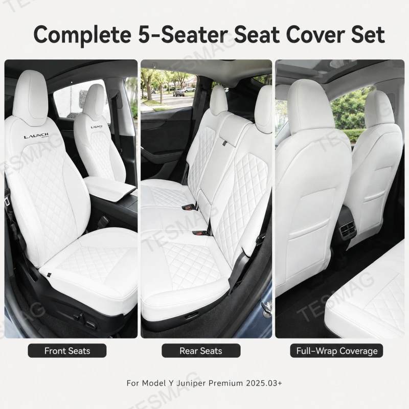 Diamond-Quilted Nappa Leather Seat Covers for Tesla Model Y Juniper Premium 2025.03+