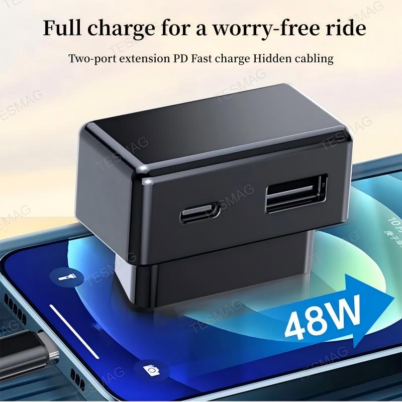 Concealed OBD Expansion Charger with Dual Fast-Charge Ports for Tesla