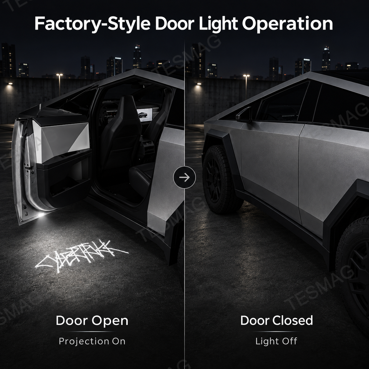 Door Projection Puddle Lights for Tesla Cybertruck 2024–2026