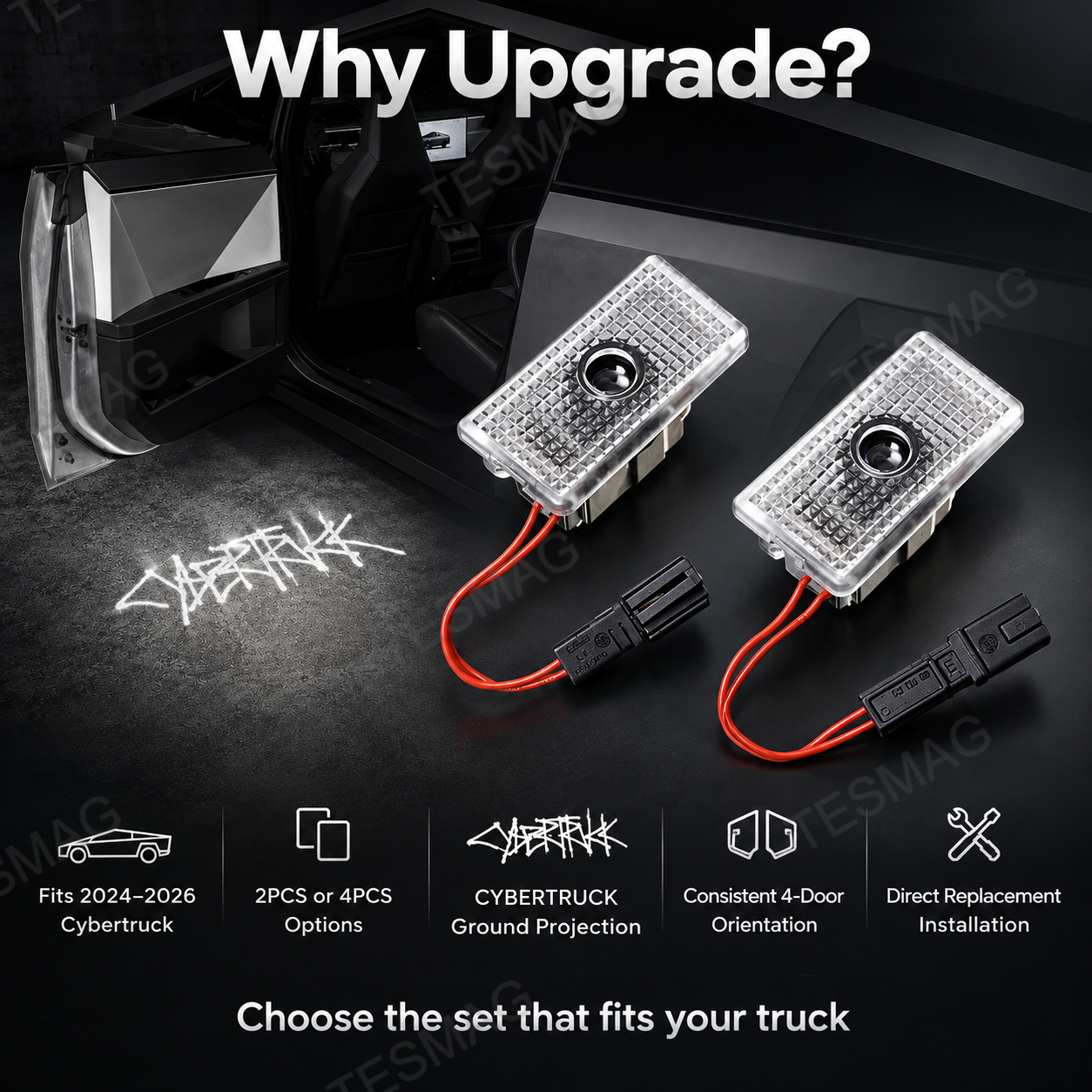 Door Projection Puddle Lights for Tesla Cybertruck 2024–2026