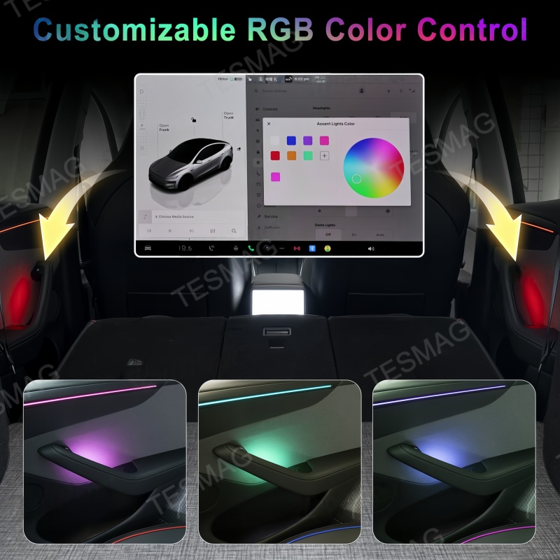 Door Handle Bowl Ambient Lighting for Tesla Model 3 Highland/Model Y Juniper