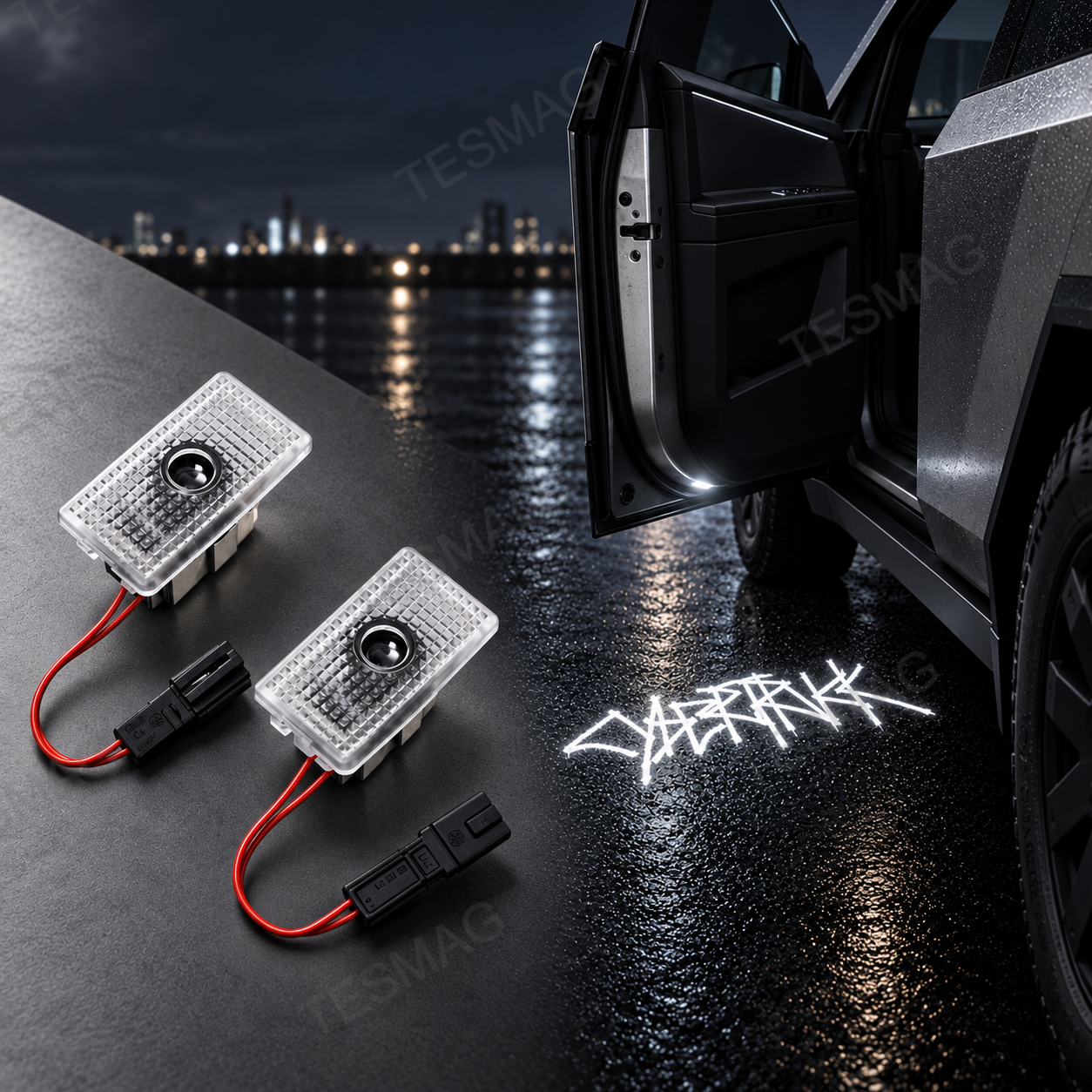 Door Projection Puddle Lights for Tesla Cybertruck 2024–2026