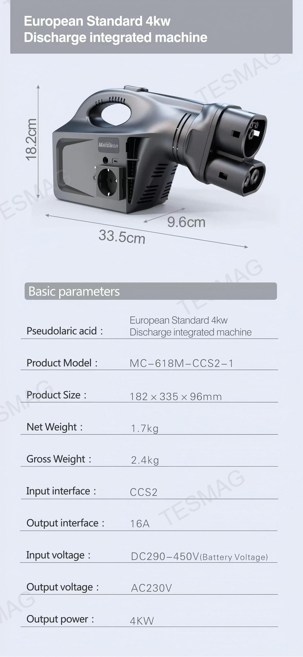 EV Discharger Machine for Tesla Model 3/Y/X/S Camping and Emergency Use