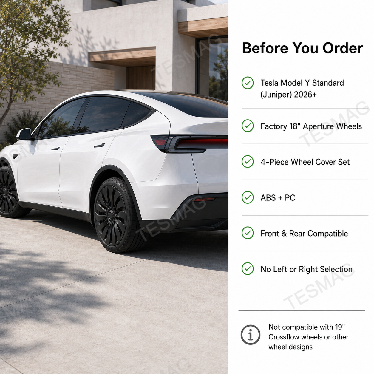 18-Inch Turbine-Style Wheel Covers for Tesla Model Y Standard 2026+
