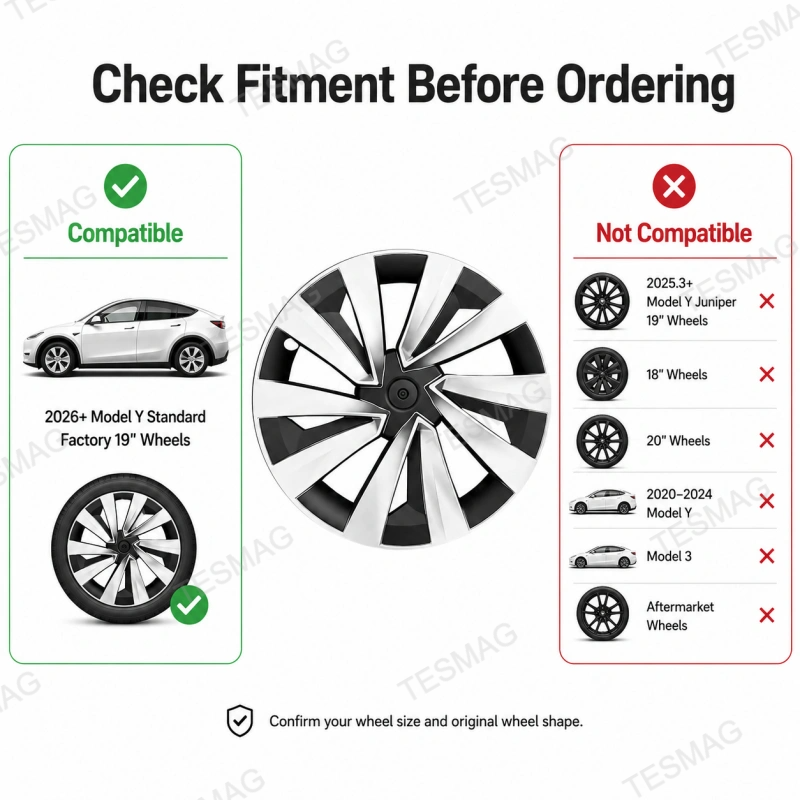 19" Cyclone Wheel Covers for 2026+ Tesla Model Y Standard – 4PCS
