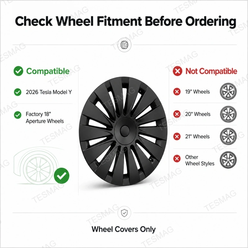 Matte Black Aero Wheel Covers for 2026 Model Y 18" Aperture Wheels – Set of 4