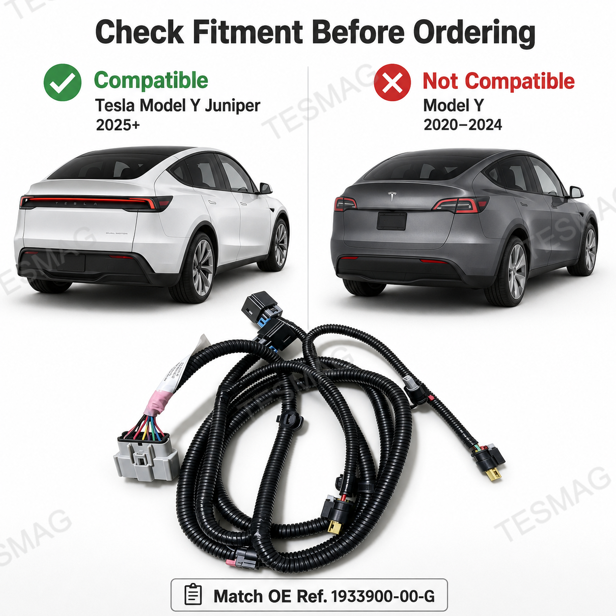 Rear Bumper Wiring Harness for Tesla Model Y Juniper 2025+ | 1933900-00-G